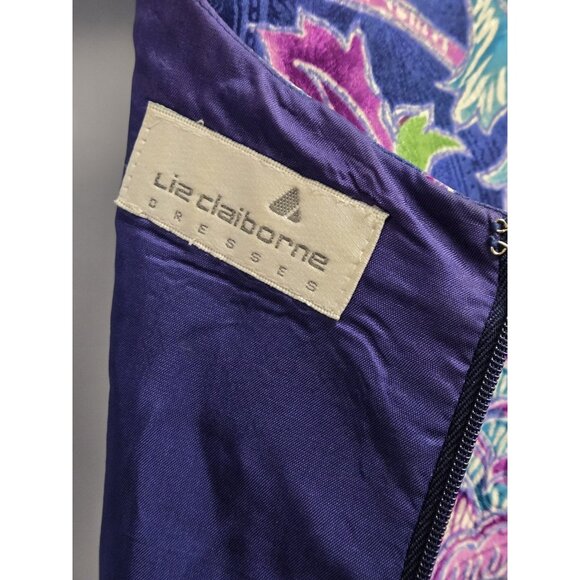 Vtg Liz Claiborne Womens 14 100% Silk Floral Print Lined Sheath Dress Classic - Picture 5 of 8